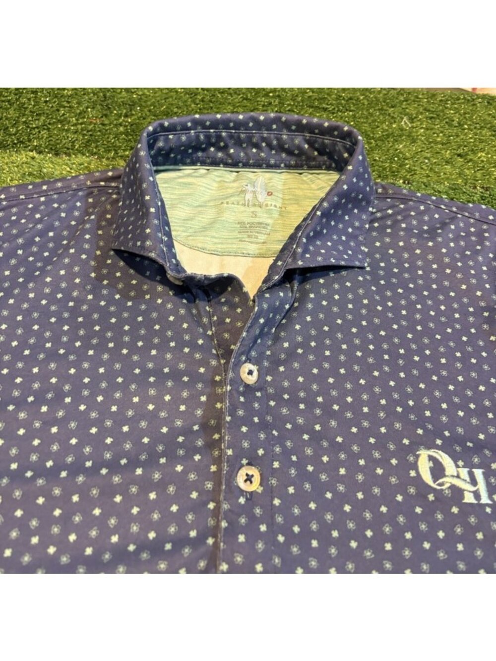 Johnnie O polo mens medium blue green featherweight lightweight breathable upf